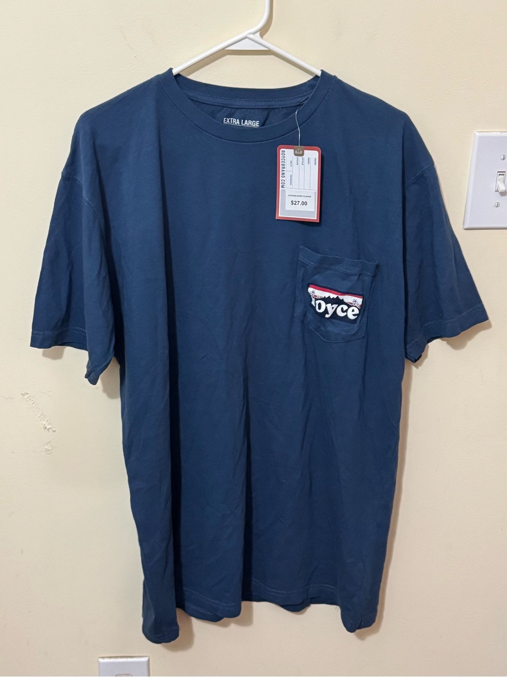 Men's Navy Short Sleeve Pocket Tee with Branded Pocket Detail